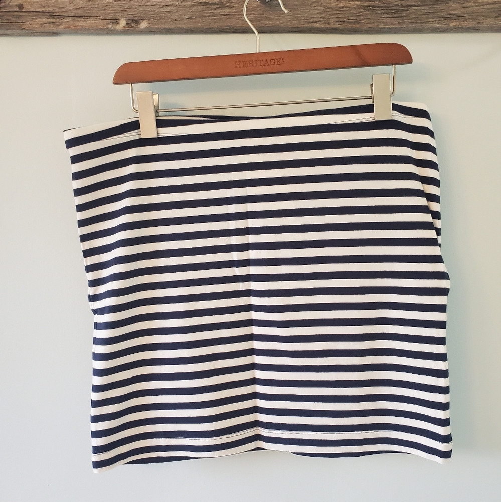 H&M stretchy knit skirt, blue & cream stripes
